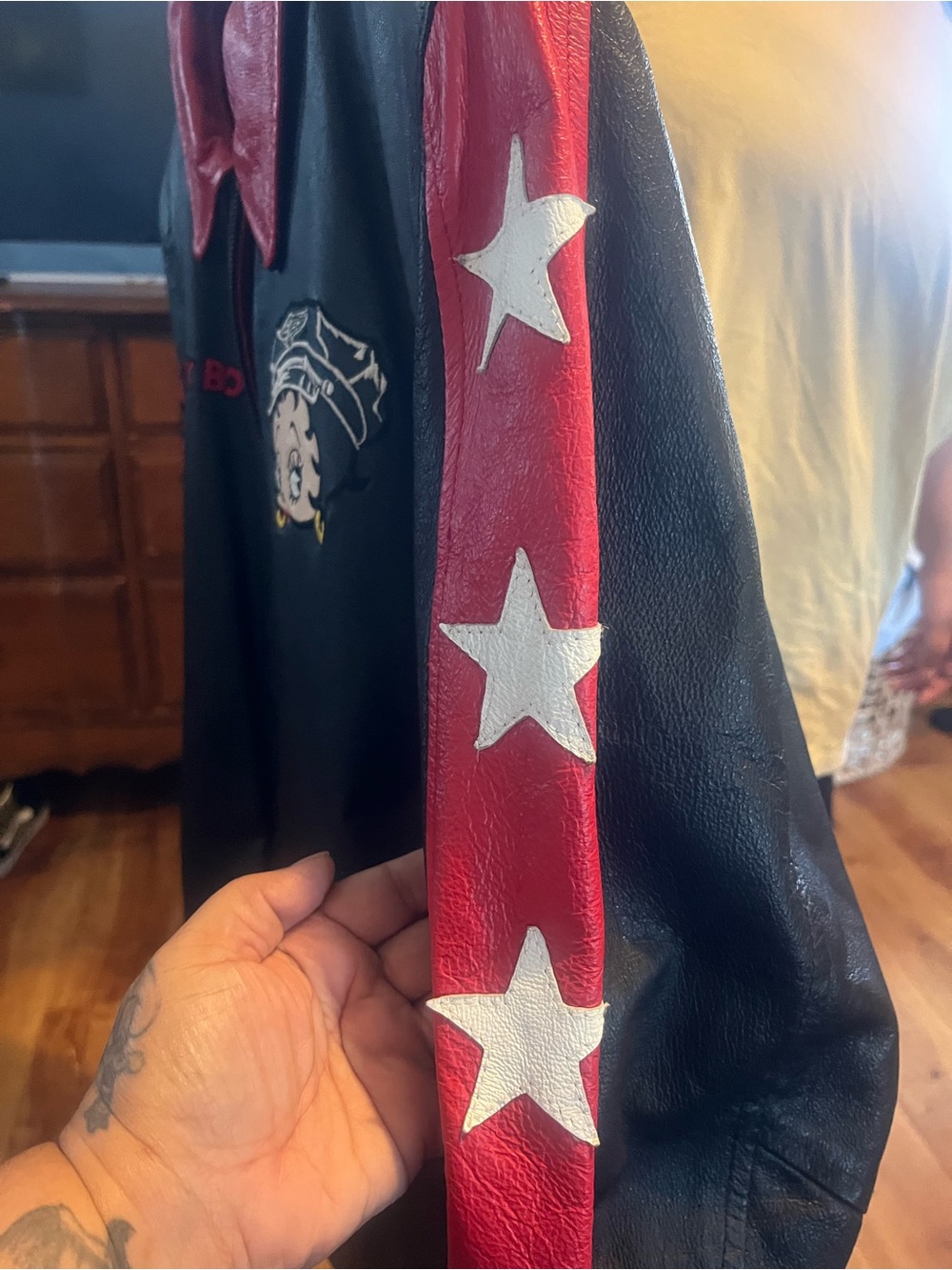 Betty Boop Black & Red Leather Jacket by American Toys - Picture 3 of 4